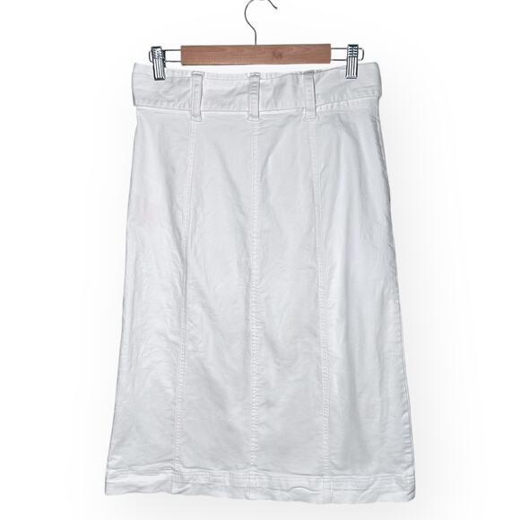 THAKOON COLLECTIVE White Denim Midi Skirt Belted Coquette Trendy Brunch A-Line - Picture 7 of 13